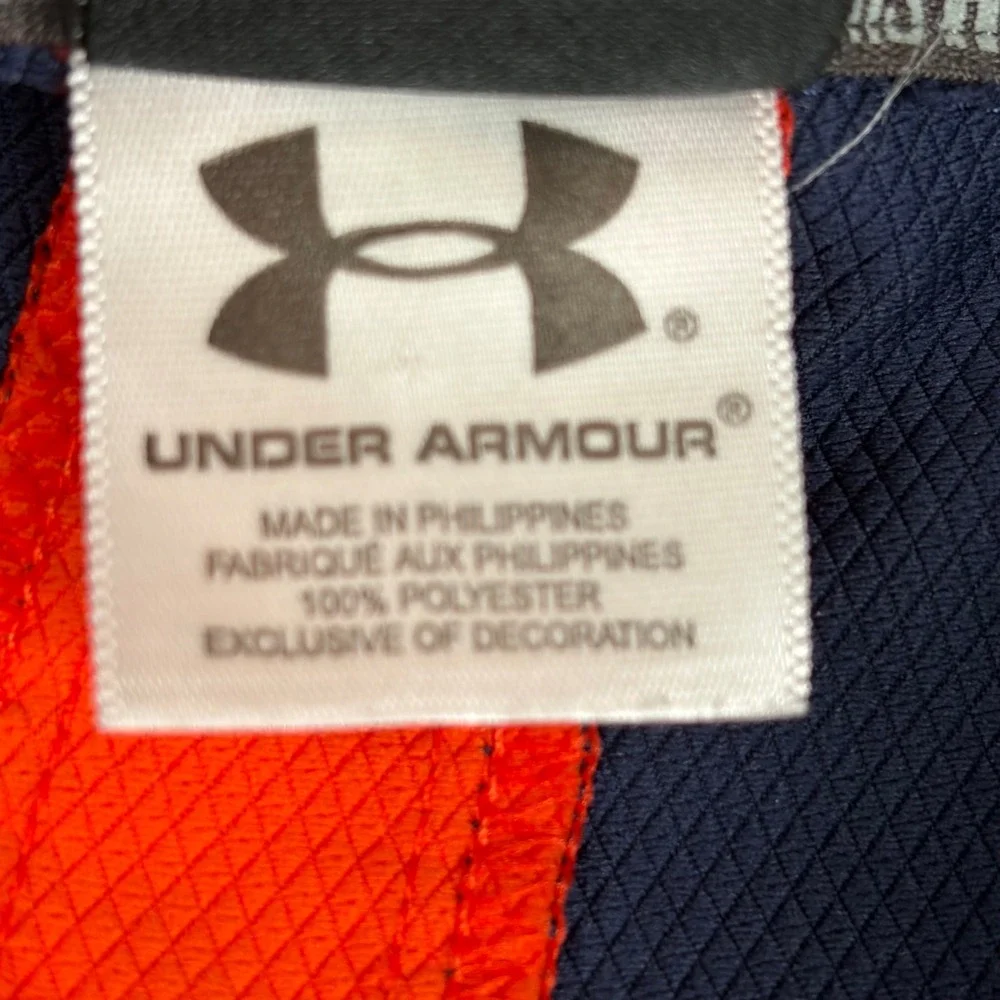Under Armour Auburn Tigers Mens Large Navy Orange 1/4 Zip Windbreaker War Eagle